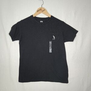 New Uniqlo UT Boys Black Disney Mickey Embroidered Pocket Tee Shirt Size 11-12